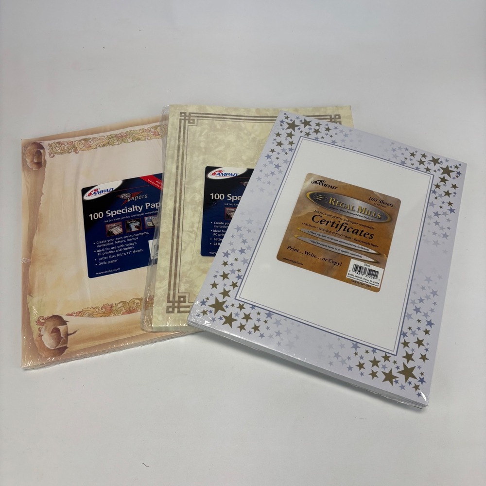 Ampad‎ Specialty Paper Bundle 8.5x11 Scroll Stars Certificate Stationery
